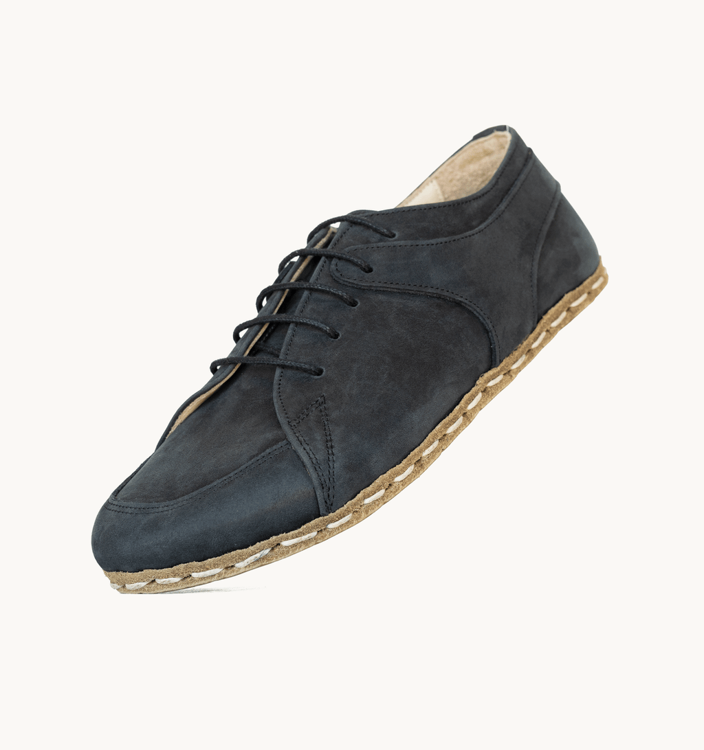 Men's Barefoot Leather Sneaker — Raven Black-1