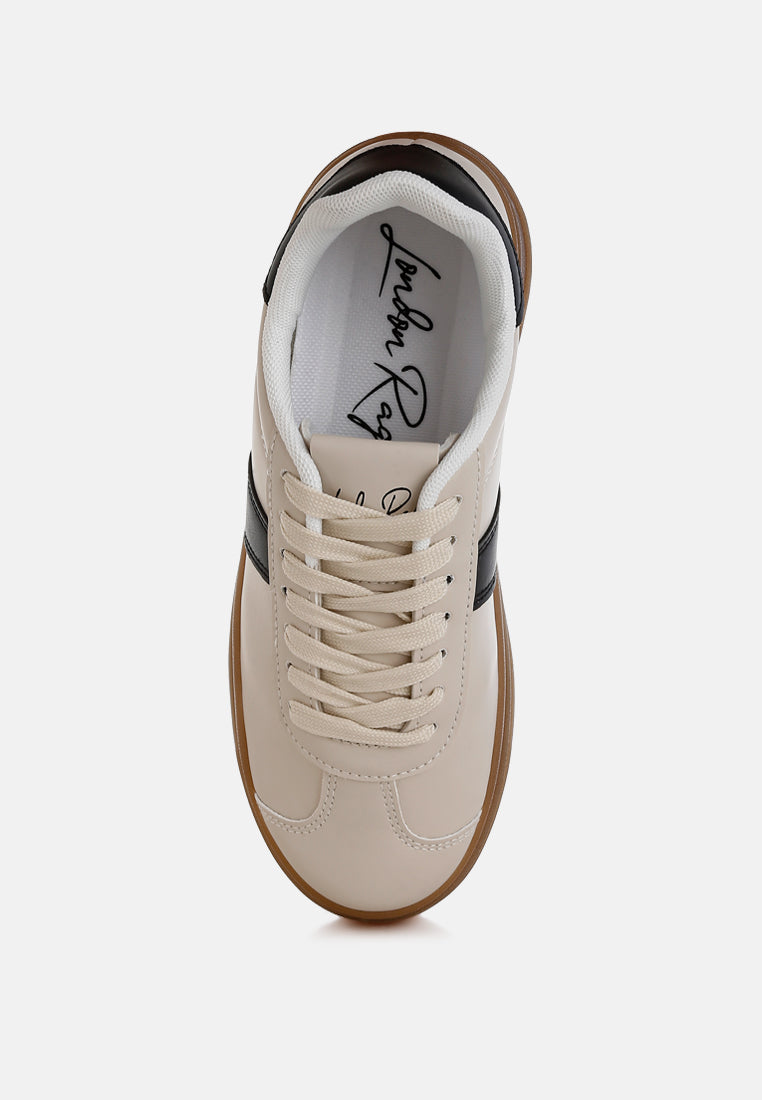 Knockout Faux Leather Lace-Up Sneakers-3