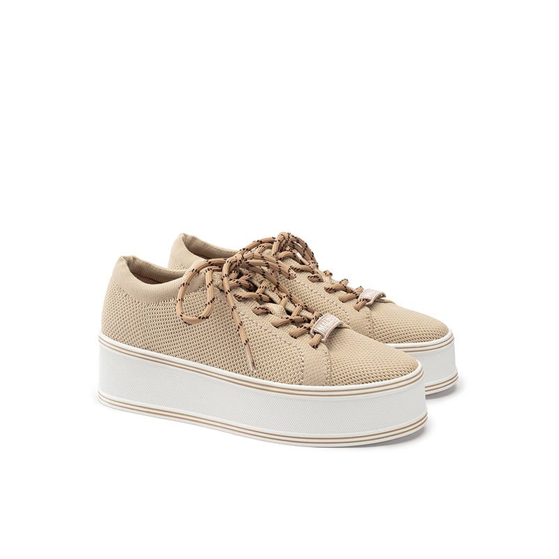 Dual Lace Platform Knit Sneakers – Chunky 5.5cm Street Style Flatform Shoes-2