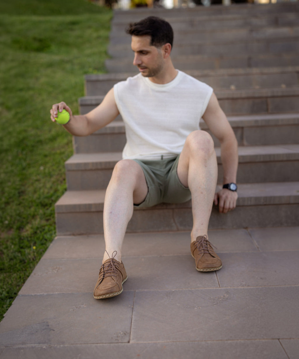 Men's Barefoot Leather Sneaker — Hickory-8