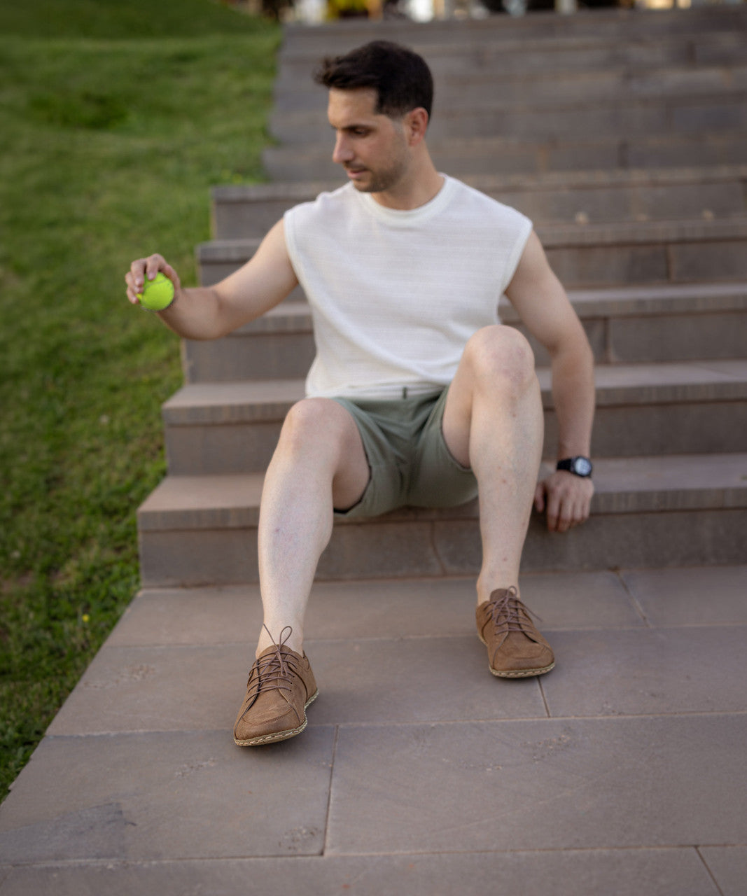 Men's Barefoot Leather Sneaker — Hickory-8