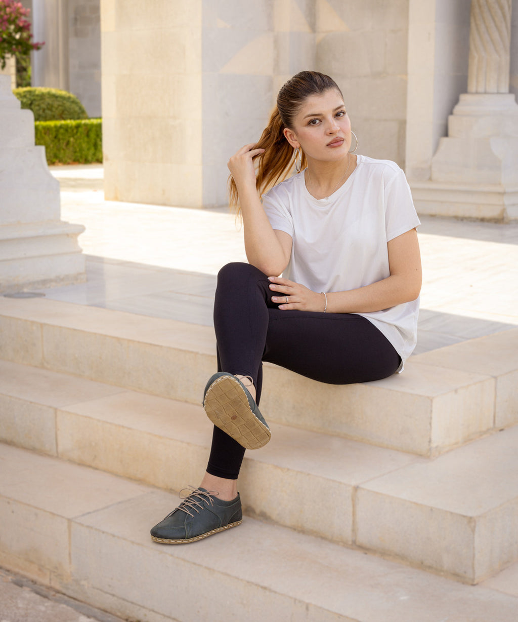 Women's Barefoot Leather Sneaker — Evergreen-3
