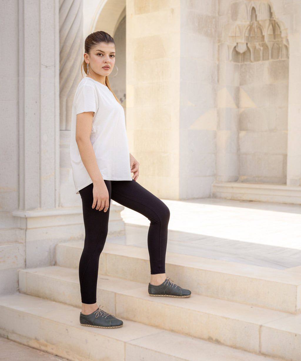 Women's Barefoot Leather Sneaker — Evergreen-1