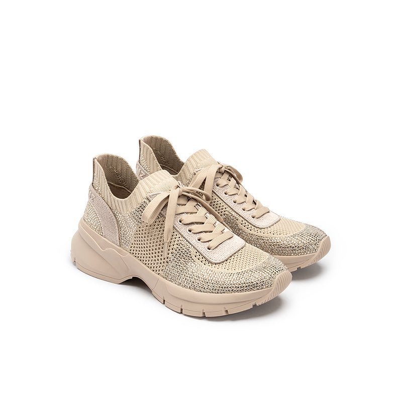 Rhinestone Mesh Knit Chunky Platform Sneakers – Breathable Athletic Work Shoes-1