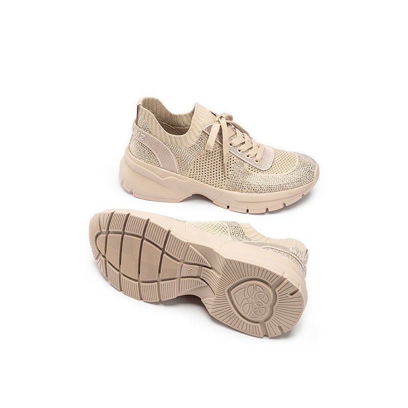 Rhinestone Mesh Knit Chunky Platform Sneakers – Breathable Athletic Work Shoes-4