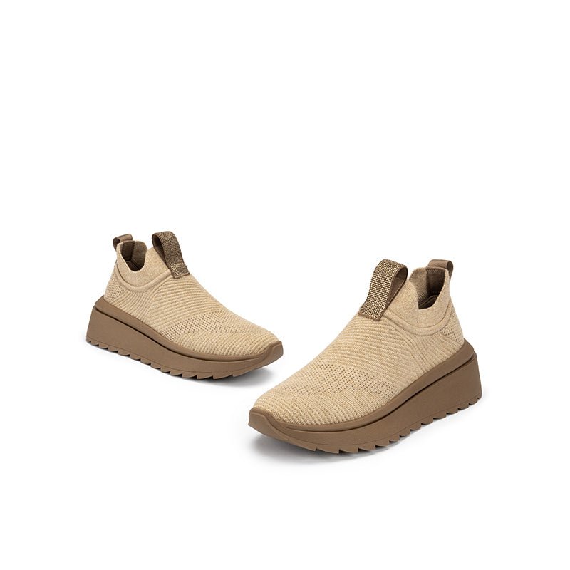 Slip-On Knit Wedge Sneakers – Lightweight Walking Shoes-4