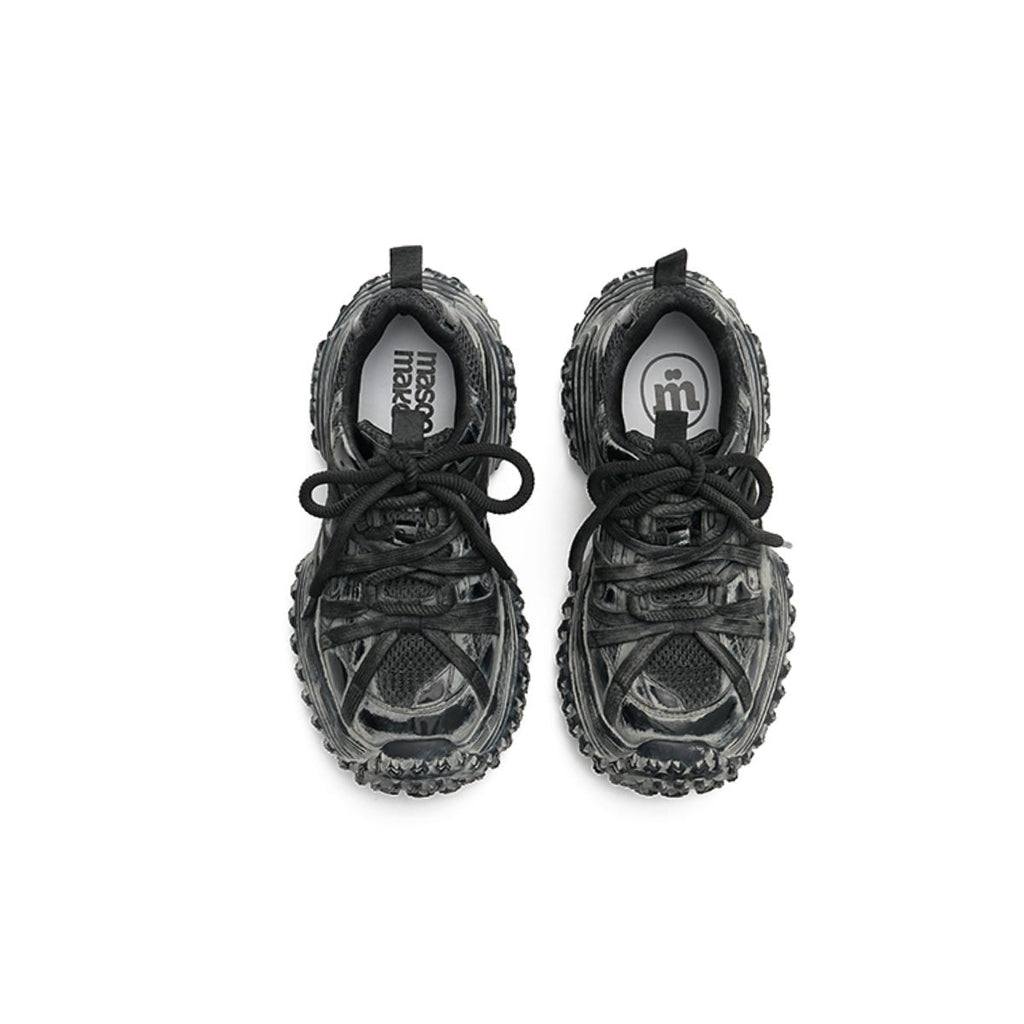 Women's Distressed Chunky Platform Sneakers – Caged Lace-Up Trainers-2