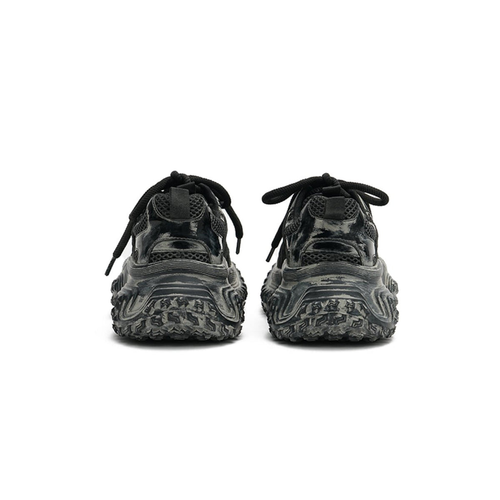Women's Distressed Chunky Platform Sneakers – Caged Lace-Up Trainers-3