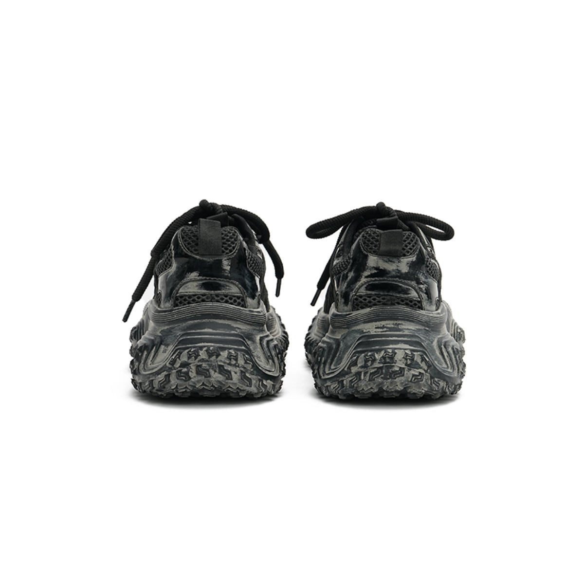 Women's Distressed Chunky Platform Sneakers – Caged Lace-Up Trainers-3