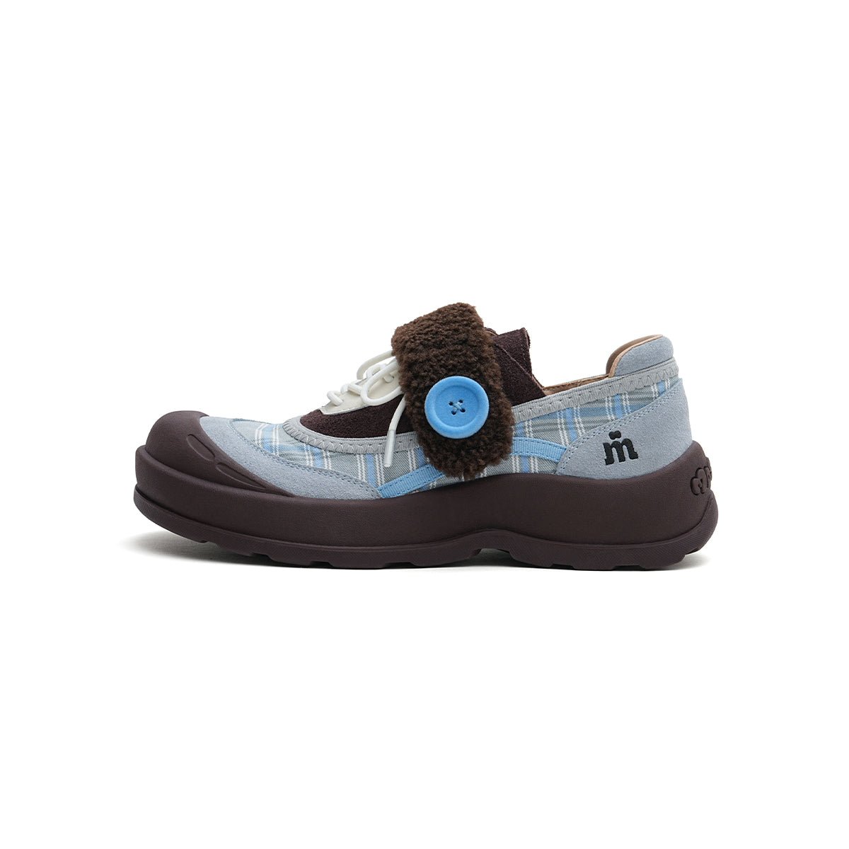 Women's Plaid Sherpa Chunky Sneakers – Cozy Lace-Up Shoes-0
